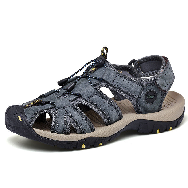 Factory Direct Foreign Trade Sandals Men's Summer New First Layer Leather Baotou Men's Outdoor River Upstream Beach Shoes