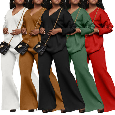 Women's Pure Color Thickened Suede Split Sleeve Two-piece Suit