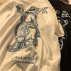 Estate Nuovo Marchio di Tendenza Ins Graffiti Creativi Stampa Orso T-Shirt a Maniche Corte da Uomo Larga a Mezza Manica con Scollo Rotondo