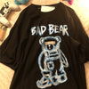Estate Nuovo Marchio di Tendenza Ins Graffiti Creativi Stampa Orso T-Shirt a Maniche Corte da Uomo Larga a Mezza Manica con Scollo Rotondo
