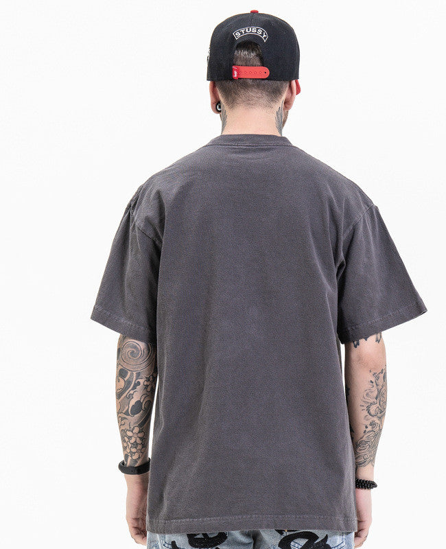 T-shirt a maniche corte da uomo con motivo floreale e scheletro in anacardi