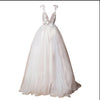 Abito da sposa Angel, Colletto in pizzo con diamanti, Strass sposa con spacco alto, Abito da sposa leggero con schiena scoperta