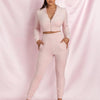 Leisure Sports Rhinestone Gold Velvet Slim Sweatpants Set