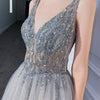 Vestito sottile scollato a V sexy senza schienale con paillettes