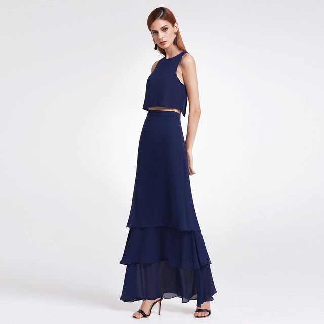 Vestito da damigella d'onore in chiffon, abito lungo da sposa