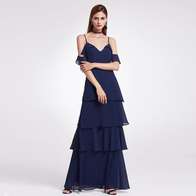 Vestito da damigella d'onore in chiffon, abito lungo da sposa