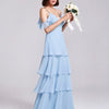 Vestito da damigella d'onore in chiffon, abito lungo da sposa