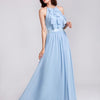 Vestito da damigella d'onore in chiffon, abito lungo da sposa