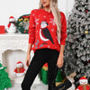 Christmas Snowflake Sparrow Red Oversized Pullover