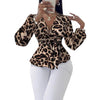 Europe And America Cross Border Shirt Leopard Print V-neck Top