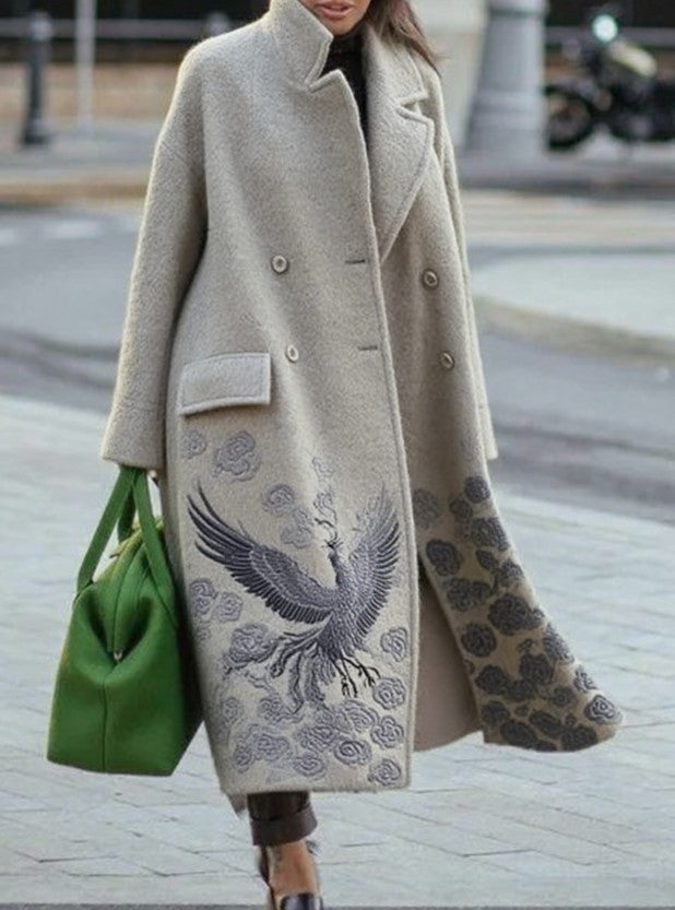 Women's New Long Sleeved Large Woolen Overcoat