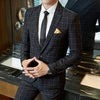 Abito da uomo in stile coreano, vestibilità slim, a quadri, casual