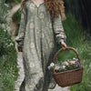 Vintage Printed V-neck Multi-color Long Sleeve Dress