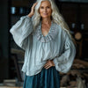 Camicia casual ampia, a maniche a lanterna, stile foresta, adatta a tutto
