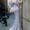 Vestito da sera con perline Purple Host Starry Sky Annual Meeting, modello a cavezza, da sfilata, a coda di sirena