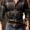 3D Digital Printing Striped Plaid Men's Long Sleeve Shirt
