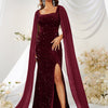 Vestito Gonna Paillettes Rete Spacco Abito a Sirena