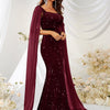 Vestito Gonna Paillettes Rete Spacco Abito a Sirena