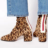 High Heel Square Toe Large Size Suede Color Matching Low-cut Martin Boots