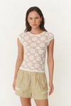 Top da donna sexy e alla moda, aderente con pizzo traforato