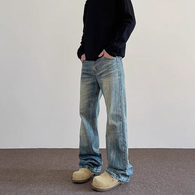 Men's Loose Straight Wide-leg High-street American Retro Handsome