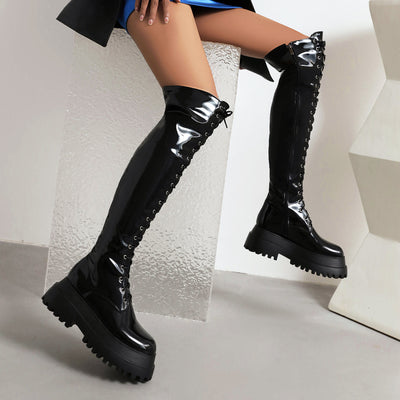 Punk Autumn And Winter Lace-up Martin Boots Platform