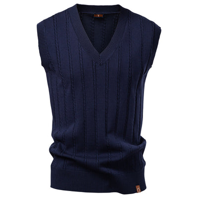 European Size V-neck Twist Sweater Vest Men's Business Sweater Waistcoat