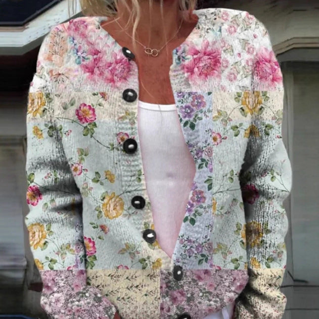 3D Digital Printing Cardigan Knitted Coat Women's Clothing
