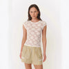 Top da donna sexy e alla moda, aderente con pizzo traforato