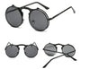 New Vintage Round Steampunk Sunglasses Flip-Up UV Protection Metal Frame Men And Women Summer Cycling Sun Glasses