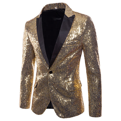 Giacca da uomo con paillettes per banchetto, costume da palcoscenico, bar