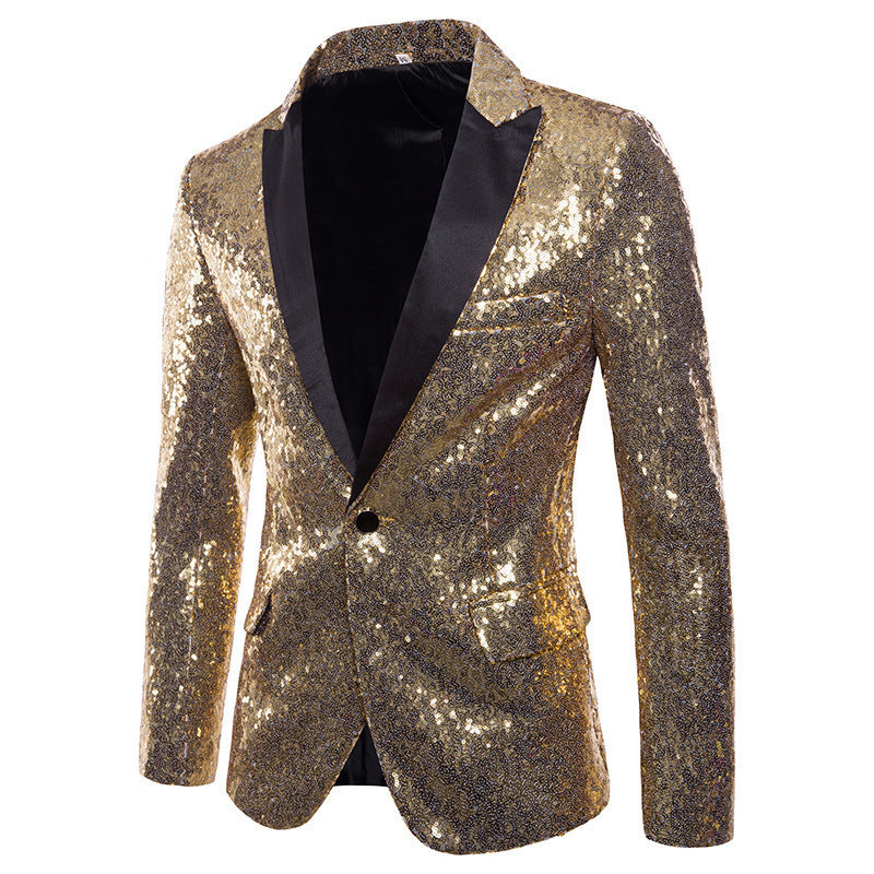 Giacca da uomo con paillettes per banchetto, costume da palcoscenico, bar