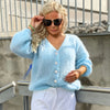 Solid Color And V-neck Knitted Solid Color Casual Cardigan Button Top Coat