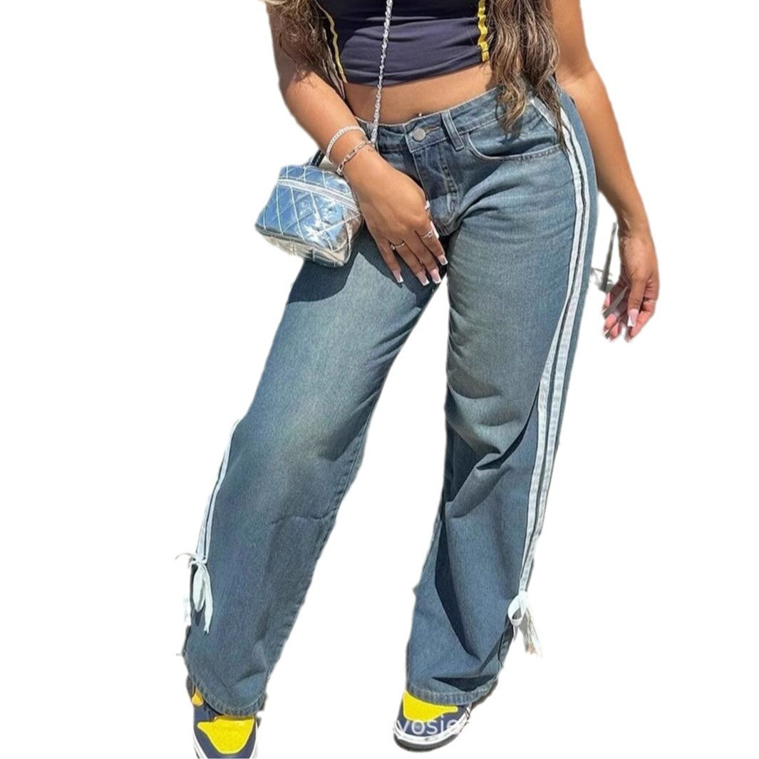 High Waist Loose All-matching Straight Design Sense Mop Pants