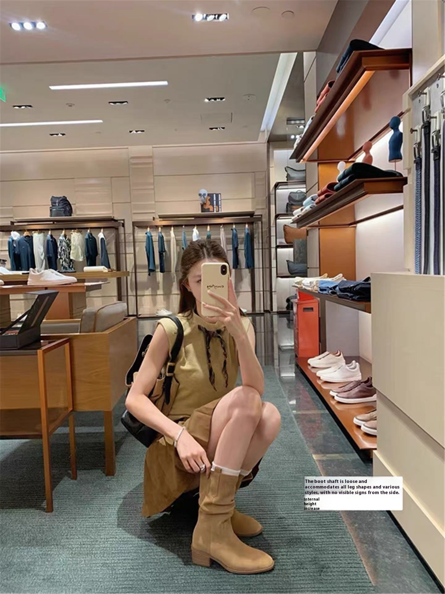 Stivali Martin in pelle con tacco alto e rialzo piccolo