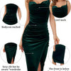Abito da donna elegante con spacco, plissettato, in velluto, con spalline sottili