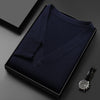 Men's Knitted Cardigan Solid Color And V-neck Basic Style Sweater Coat For Men