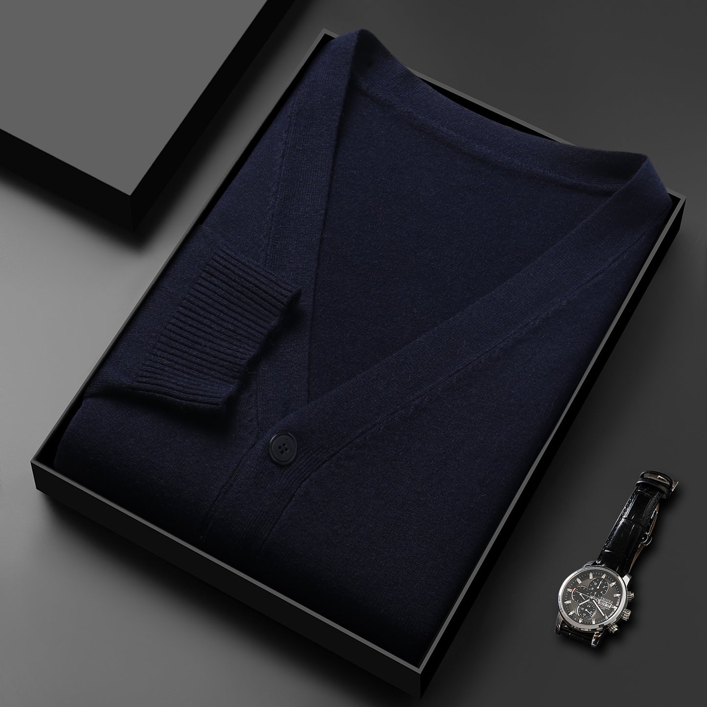 Men's Knitted Cardigan Solid Color And V-neck Basic Style Sweater Coat For Men