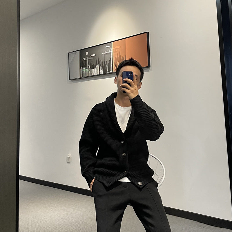 Men's Korean Style Fashion Hooded Casual Knitted Cardigan Sweater Coat