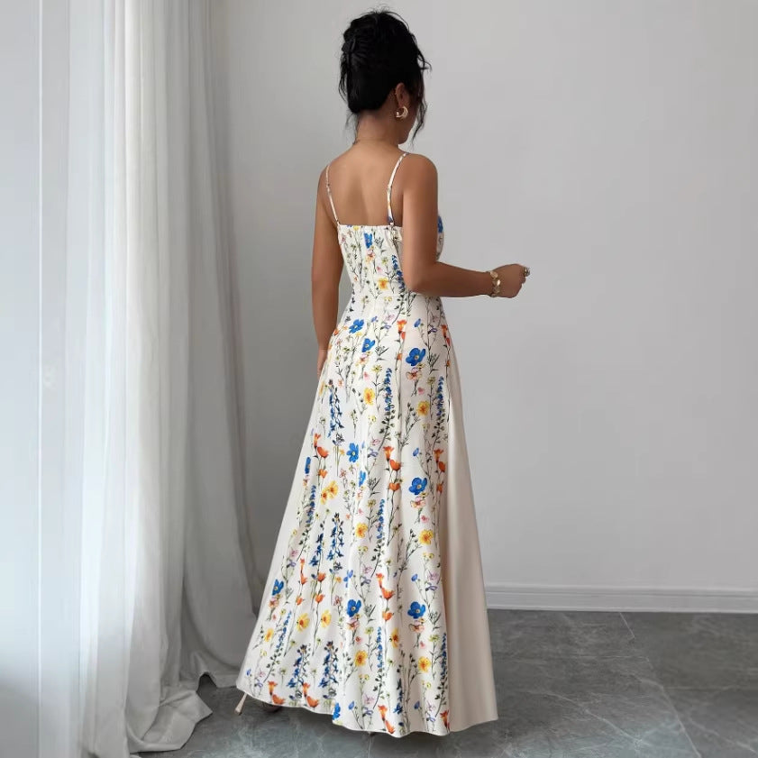 Womens Casual Minimalist Floral Halter Dress