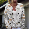 Maglione cardigan da donna con stampa animalier creativa e sfumature