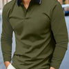 Autumn Men's Lapel Golf Casual Sports Contrast Color Long Sleeves Top