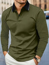 Autumn Men's Lapel Golf Casual Sports Contrast Color Long Sleeves Top