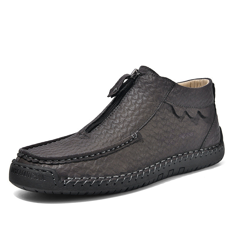 Slip-on Men's Leather Shoes Low-top Plus Size Loafers
