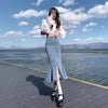 Short High-waisted Slit Mermaid Denim Skirt