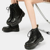 Platform Martin Boots Women's Thickened Real Leather Black Flat Bottom