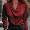 Camicia da donna a tinta unita, scollo a barca, vestibilità ampia e semplice