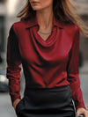 Camicia da donna a tinta unita, scollo a barca, vestibilità ampia e semplice