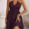 Strap V-neck Ruffle-Trimmed Elegant Sexy Off-the-Shoulder Womens Dress