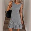 Elegant Sleeveless Womens French-Style Mini Black And White Plaid Shift Dress